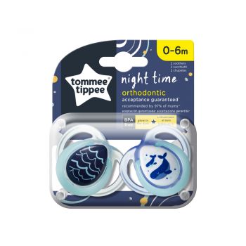 Suzete ortodontice de noapte Tommee Tippee 0-6 luni Balenute