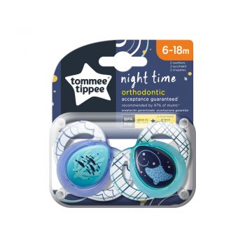 Suzete ortodontice de noapte Tommee Tippee 6-18 luni PestisoriPisica de mare