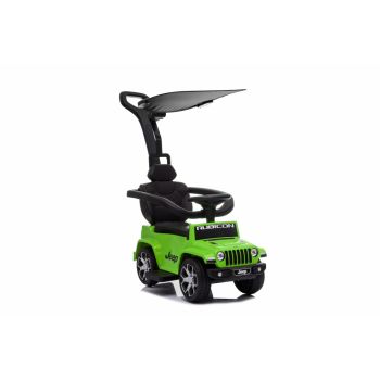 Masinuta fara pedale cu maner parental Jeep Wrangler Green