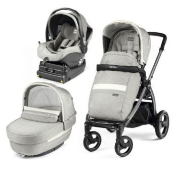 Carucior 3 In 1, Peg Perego, Book Plus S, Titania, baza i-Size inclusa, Luxe Pure