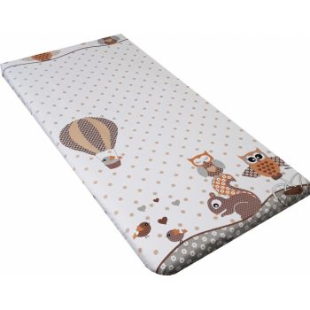 Cearceaf din bumbac cu elastic 120x60 cm Owls Beige