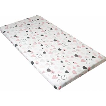 Lenjerie patut 120x60 cm cu 5 piese Nichiduta Little Hearts PinkGrey