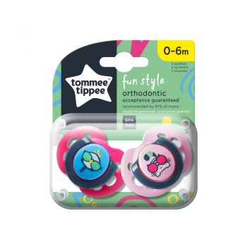 Suzete ortodontice de zi Tommee Tippee Fun 0-6 luni Pui si Pisica