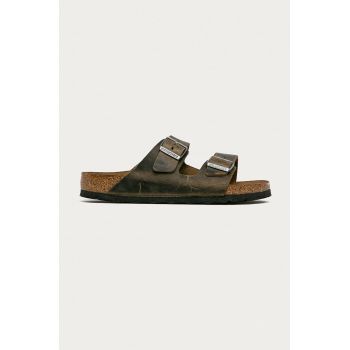 Birkenstock papuci de piele Arizona barbati, culoarea verde