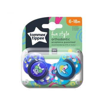 Suzete ortodontice de zi Tommee Tippee Fun 6-18 luni Caine