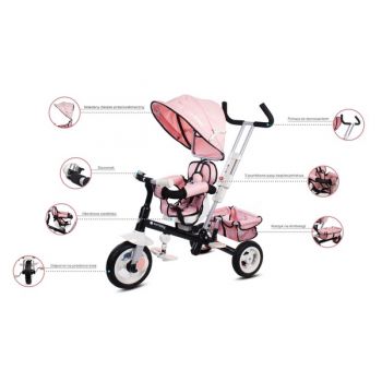 Tricicleta cu sezut reversibil Sun Baby 002 Super Trike Plus Pink