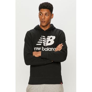 New Balance bluză MT03558BK bărbați, culoarea negru, cu imprimeu MT03558BK-001