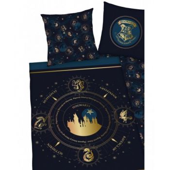 Lenjerie de pat Harry Potter pentru copii din bumbac reversibila 2 piese