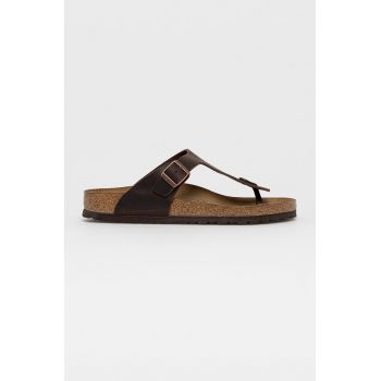 Birkenstock slapi de piele Gizeh barbati, culoarea maro, 743831