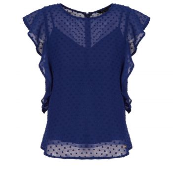 Chiffon polka dot top with ruffles l