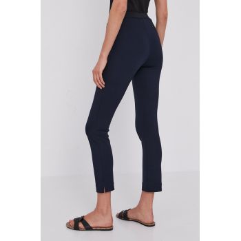 Liviana Conti Pantaloni femei, culoarea albastru marin, model drept, medium waist