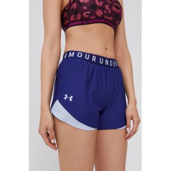 Under Armour pantaloni scurți de antrenament Play Up 3.0 culoarea albastru marin, cu imprimeu, medium waist