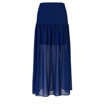 Long chiffon skirt with raised polka dots l