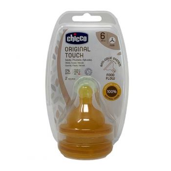 Tetina fiziologica Chicco Original Touch cauciuc hrana groasa 2 buc 6 luni+