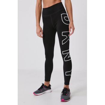 Dkny Colanți femei, culoarea negru, cu imprimeu de firma originali