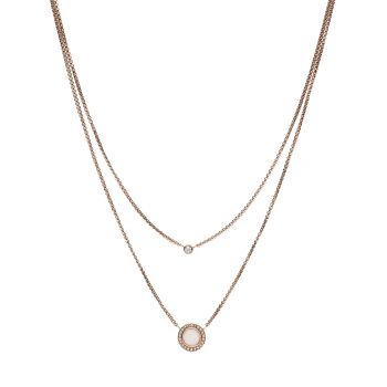 Double glitz rose gold-tone steel necklace jf03057791