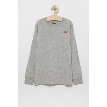 Levi's Longsleeve copii culoarea gri, material neted