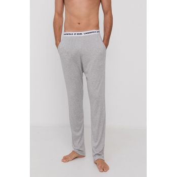 Karl Lagerfeld Pantaloni de pijama bărbați, culoarea gri, material neted