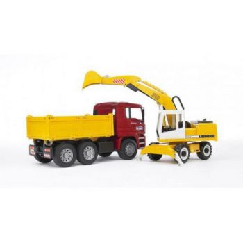 BRUDER - CAMION MAN TGA SI EXCAVATOR LIEBHERR