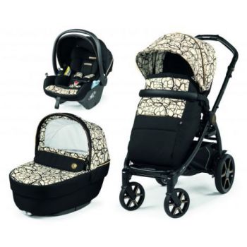 Carucior 3 in 1 Peg Perego Book, Lounge, 0 - 22 kg, Graphic Gold, Negru   Bej