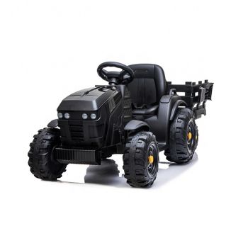 Tractor electric 12V cu telecomanda,scaun din piele si remorca Nichiduta Power Black