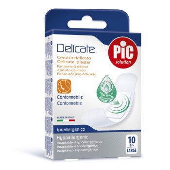 Plasturi piele sensibila Pic Solution Delicate 25x72mm cu solutie antibacteriana 10 buccut