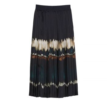 Pleated technical twill skirt 36