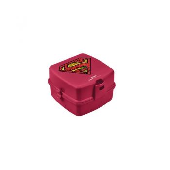 Cutie pentru sandwich de copii Superman plastic rosu 15x14x9 cm Tuffex