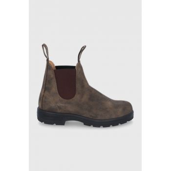 Blundstone Ghete Chelsea de piele 585 femei, culoarea maro, cu toc plat