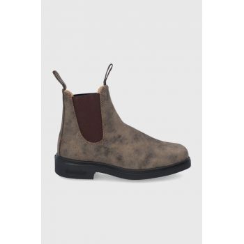 Blundstone Ghete Chelsea de piele 1306 femei, culoarea maro, cu toc plat