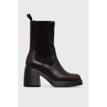 Vagabond Shoemakers Ghete Chelsea de piele femei, culoarea maro, cu toc drept