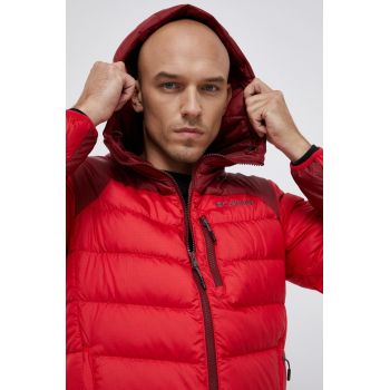 Columbia geacă de puf M Autumn Park Down Hooded Jacket bărbați, culoarea roșu, de tranziție 1930241