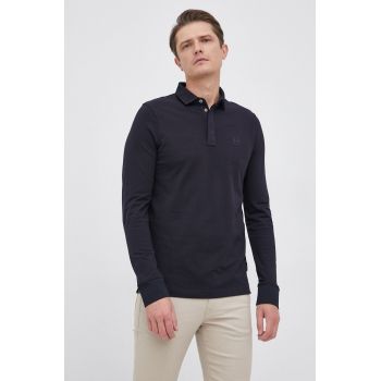 Armani Exchange Longsleeve bărbați, culoarea albastru marin, material neted