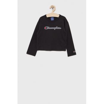 Champion Longsleeve din bumbac pentru copii 404233 culoarea negru