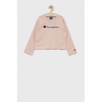 Champion Longsleeve din bumbac pentru copii 404233 culoarea roz