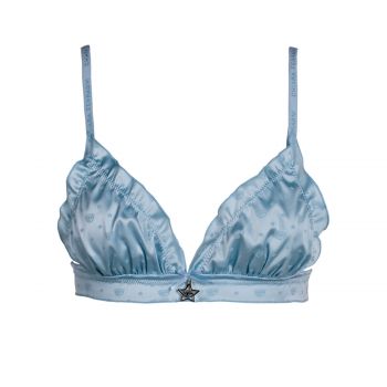 All over eye star stretch satin triangle azzurro l