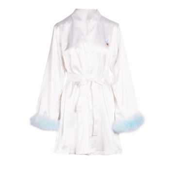 Satin dressing gown bianco xs