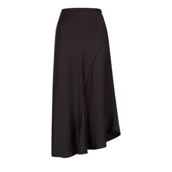 Satin midi skirt l