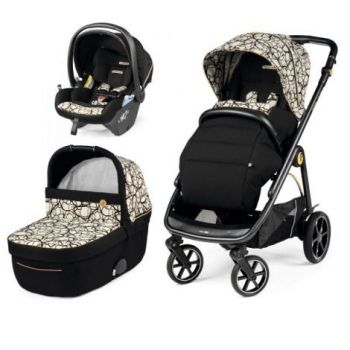 Carucior 3 in 1 Peg Perego Veloce, Lounge, 0 - 22 kg, Graphic Gold, Negru   Bej