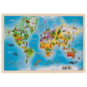 Puzzle din lemn 192 piese Harta lumii de firma original