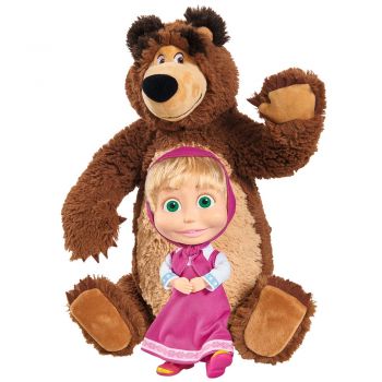 Set Simba Masha and The Bear papusa Masha 23 cm si ursulet de plus 43 cm