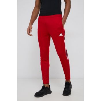adidas Performance pantaloni de antrenament GJ9869 barbati, culoarea rosu, neted
