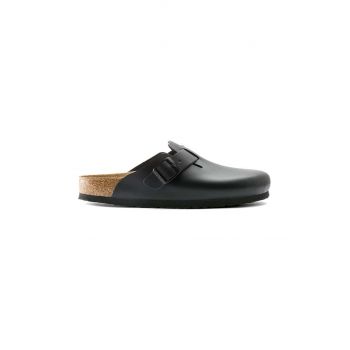 Birkenstock slapi de piele Boston femei, culoarea negru, 60193