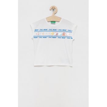 United Colors of Benetton tricou de bumbac pentru copii culoarea alb