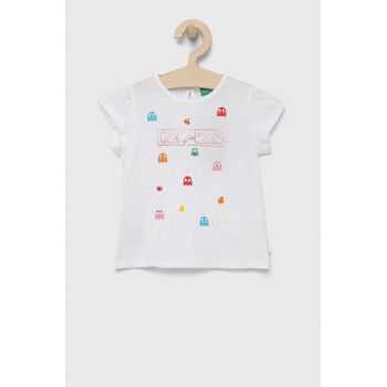 United Colors of Benetton tricou de bumbac pentru copii culoarea alb