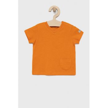 United Colors of Benetton tricou de bumbac pentru copii culoarea portocaliu, neted