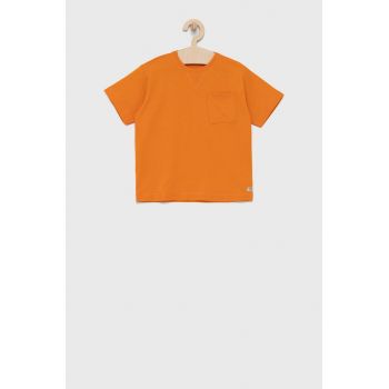United Colors of Benetton tricou de bumbac pentru copii culoarea portocaliu, neted