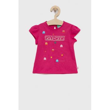 United Colors of Benetton tricou de bumbac pentru copii culoarea roz