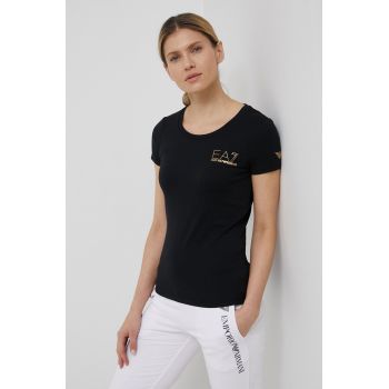 EA7 Emporio Armani tricou femei, culoarea negru de firma original