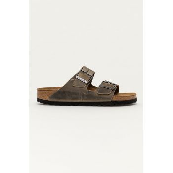 Birkenstock slapi de piele Arizona femei, culoarea verde